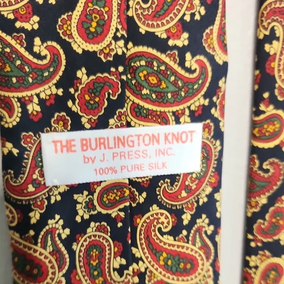 The Burlington Knot By J. Press Paisley Patterned Tie - Black, Red, Gold